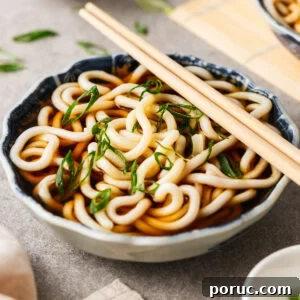 Kake Udon: Classic Japanese Broth Noodle Soup Recipe 13 A bowl with kake udon (simple Japanese udon noodle soup).