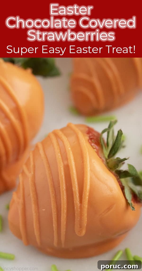 Easter Chocolate Covered Strawberry Carrot with text