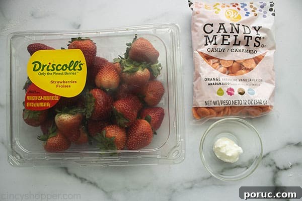 Ingredients to make Easter strawberries