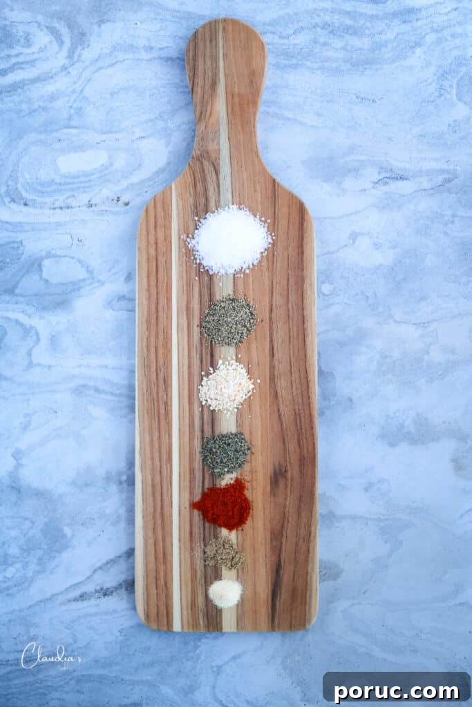 Ultimate Steak Rub: Bold Seasoning for Juicy, Flavorful Steaks 3 ingredients for steaking and prime rib seasoning on wooden board