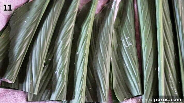 Konkani Patoleo (Patoli) Recipe: Steamed Rice Leaves Dessert 9 image of prepared patoleo before steaming.