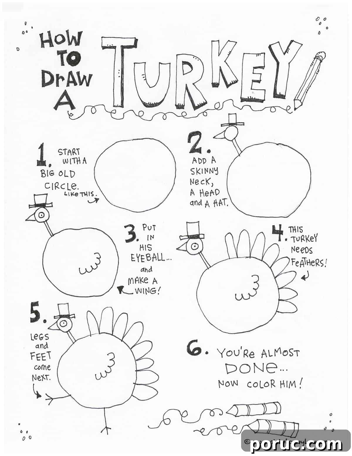 how to draw a turkey Coloring Page