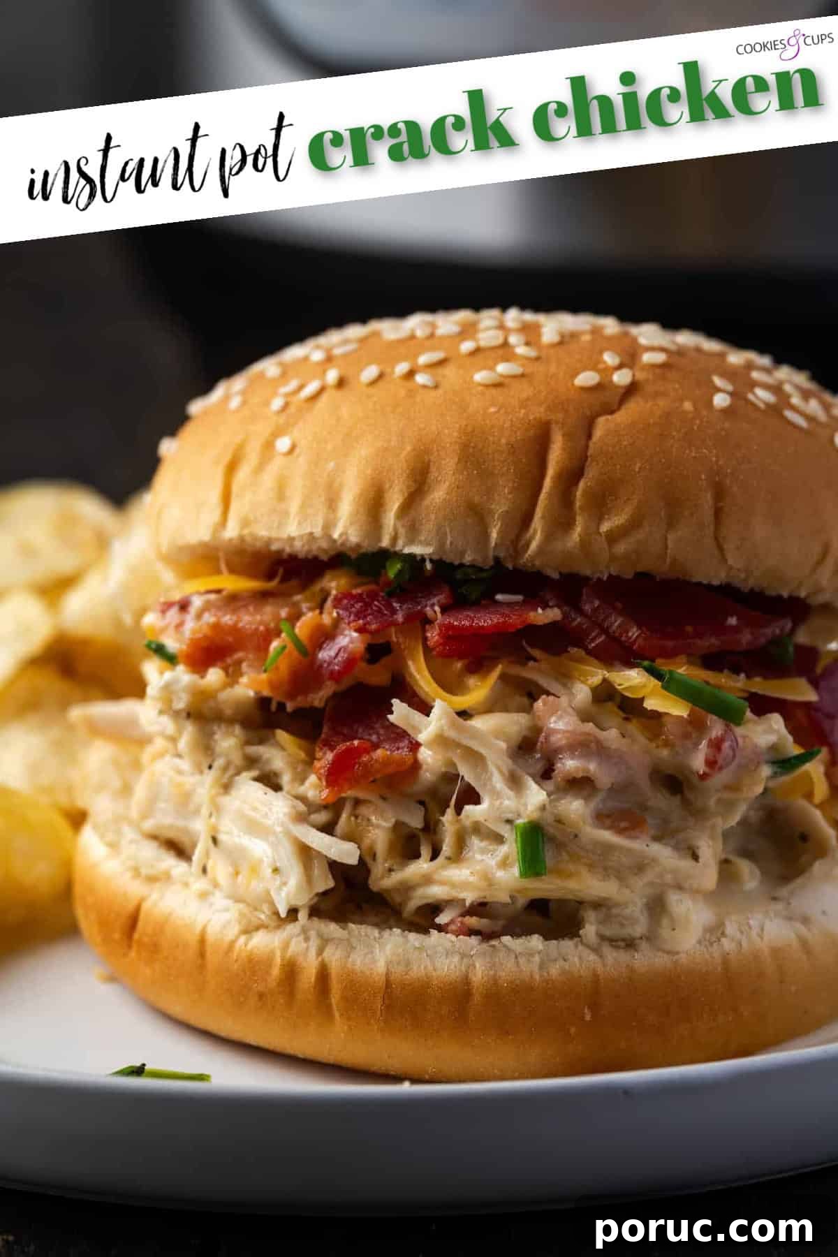 Instant Pot Crack Chicken Pinterest Image with text